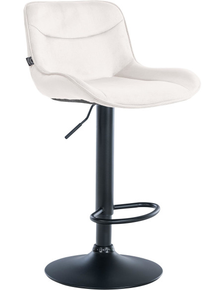 Tabouret de bar design en Velours Blanc crème Métal Noir Fylven - 1
