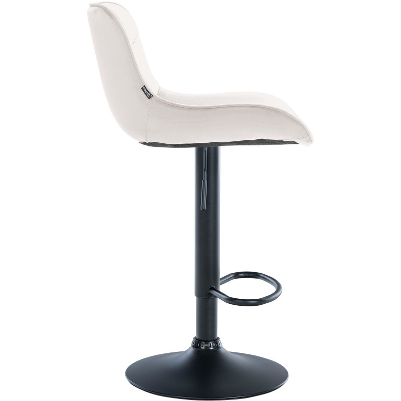 Tabouret de bar design en Velours Blanc crème Métal Noir Fylven - 3