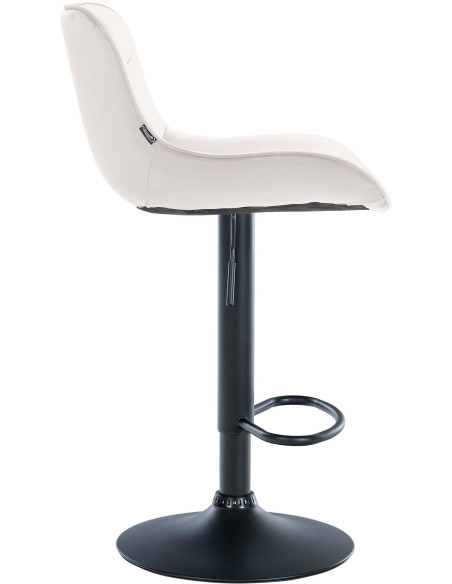 Tabouret de bar design en Velours Blanc crème Métal Noir Fylven - 3