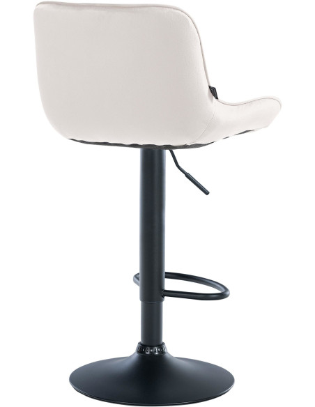 Tabouret de bar design en Velours Blanc crème Métal Noir Fylven - 4