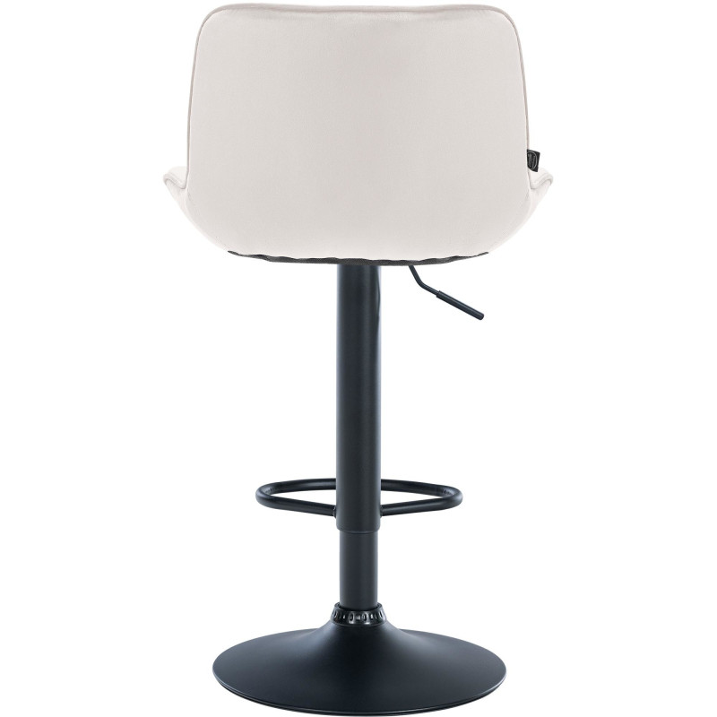 Tabouret de bar design en Velours Blanc crème Métal Noir Fylven - 5