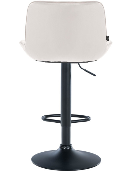 Tabouret de bar design en Velours Blanc crème Métal Noir Fylven - 5