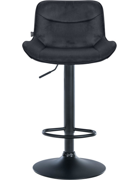 Tabouret de bar design en Velours Noir Métal Noir Fylven - 2