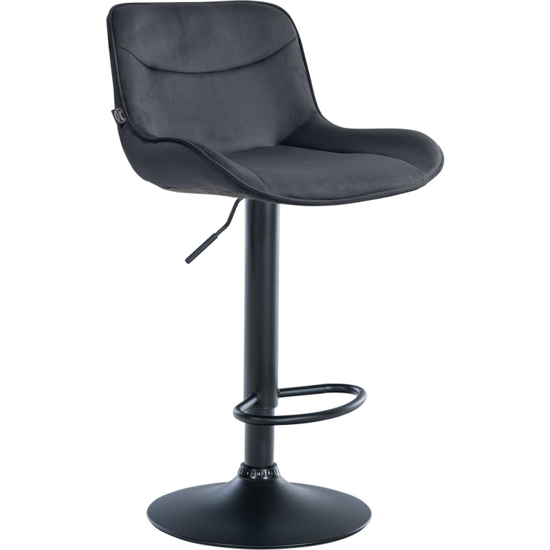 Tabouret de bar design en Velours Noir Métal Noir Fylven - 1