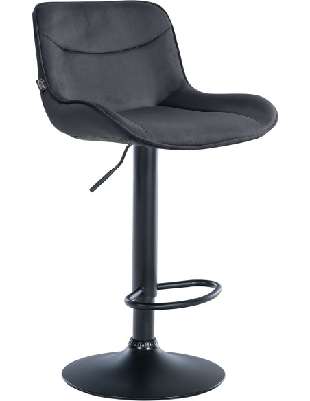 Tabouret de bar design en Velours Noir Métal Noir Fylven - 1