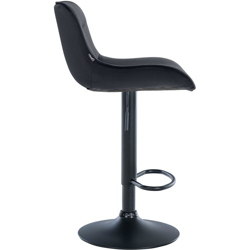 Tabouret de bar design en Velours Noir Métal Noir Fylven - 3