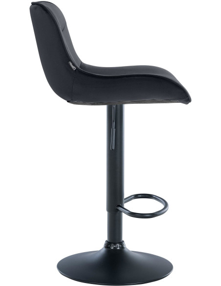 Tabouret de bar design en Velours Noir Métal Noir Fylven - 3