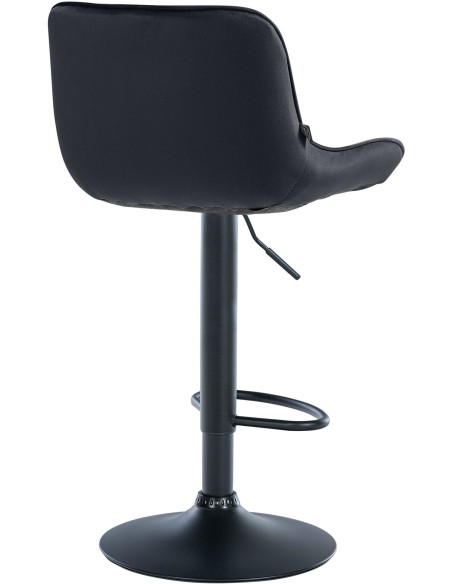 Tabouret de bar design en Velours Noir Métal Noir Fylven - 4