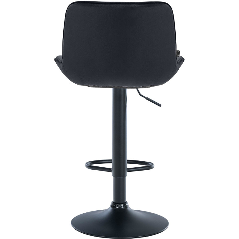 Tabouret de bar design en Velours Noir Métal Noir Fylven - 5