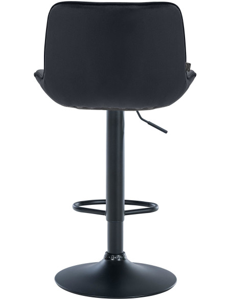 Tabouret de bar design en Velours Noir Métal Noir Fylven - 5