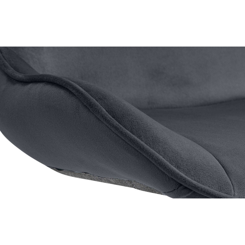 Tabouret de bar design en Velours Noir Métal Noir Fylven - 6