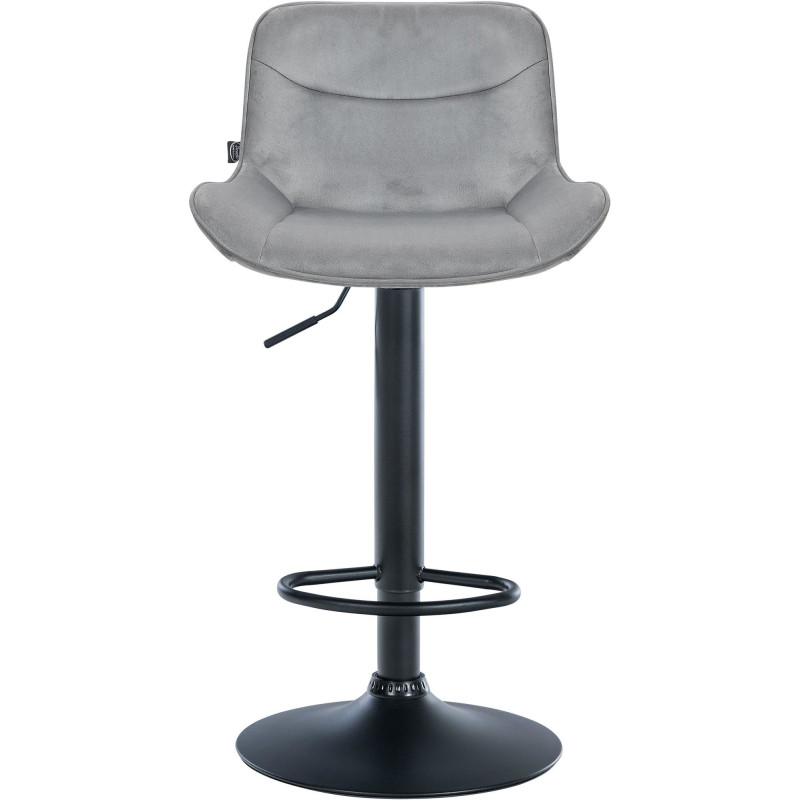 Tabouret de bar design en Velours Gris Métal Noir Fylven - 2