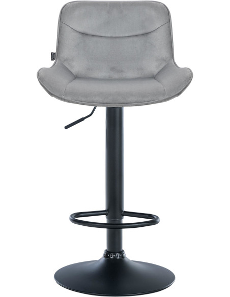 Tabouret de bar design en Velours Gris Métal Noir Fylven - 2