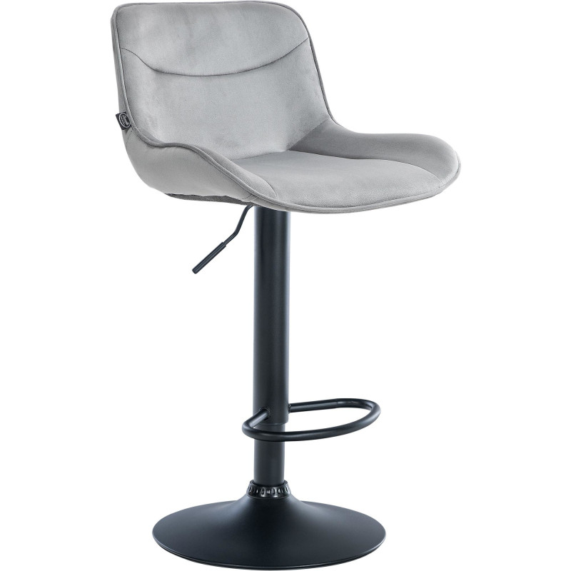Tabouret de bar design en Velours Gris Métal Noir Fylven - 1