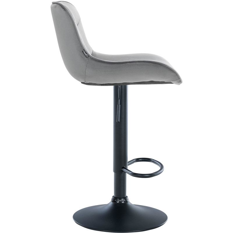 Tabouret de bar design en Velours Gris Métal Noir Fylven - 3