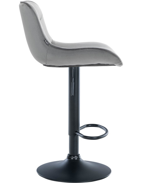 Tabouret de bar design en Velours Gris Métal Noir Fylven - 3