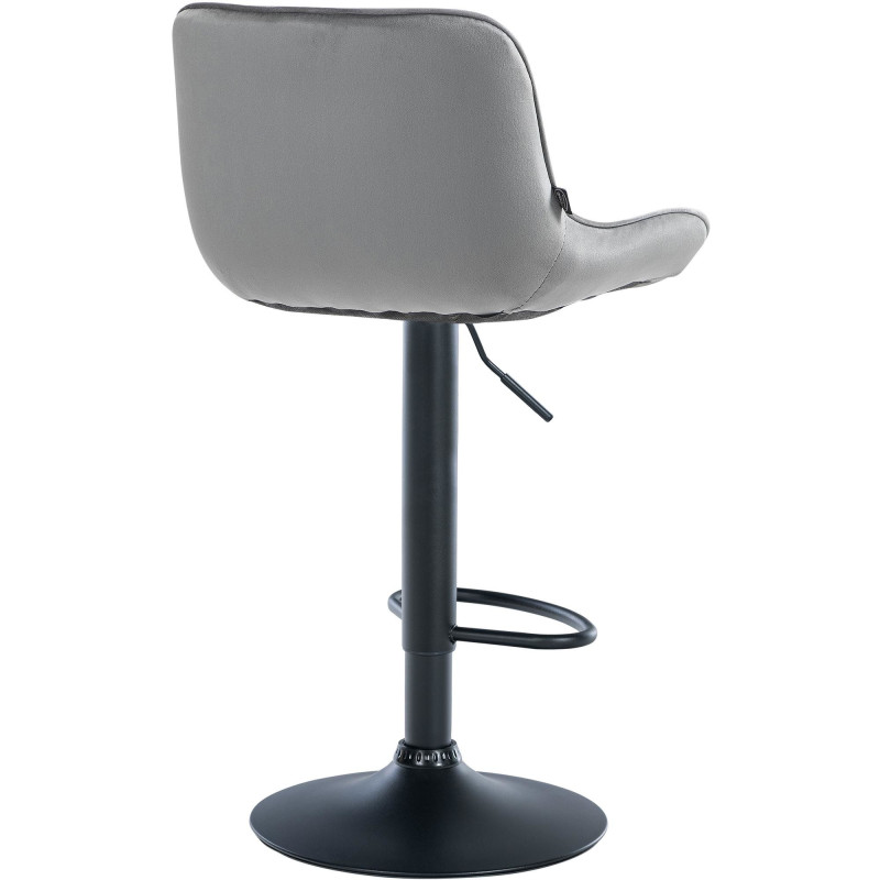 Tabouret de bar design en Velours Gris Métal Noir Fylven - 4