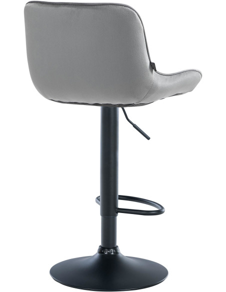 Tabouret de bar design en Velours Gris Métal Noir Fylven - 4