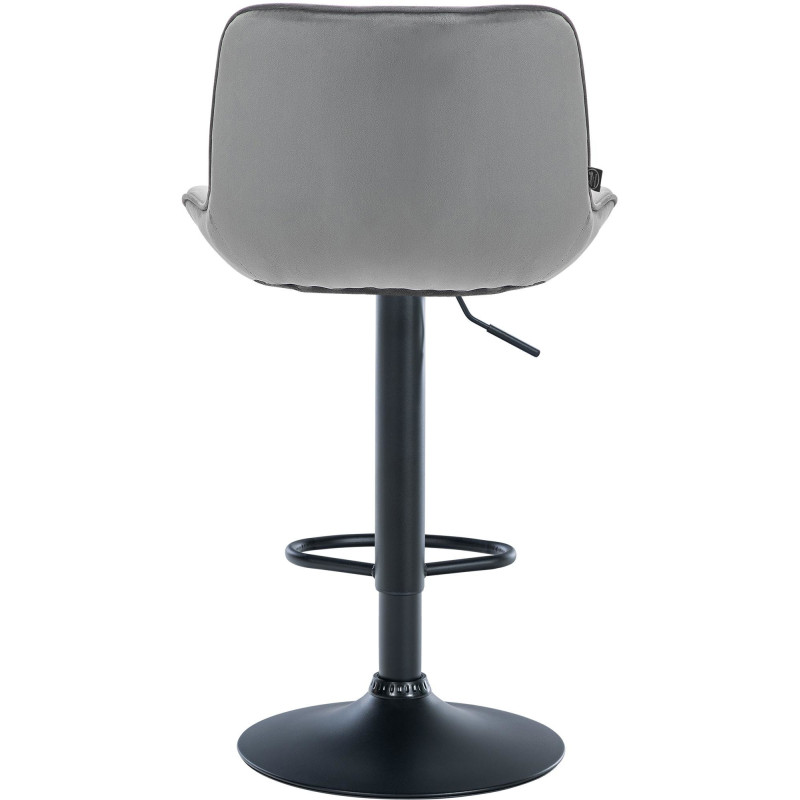 Tabouret de bar design en Velours Gris Métal Noir Fylven - 5