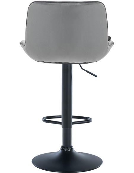 Tabouret de bar design en Velours Gris Métal Noir Fylven - 5