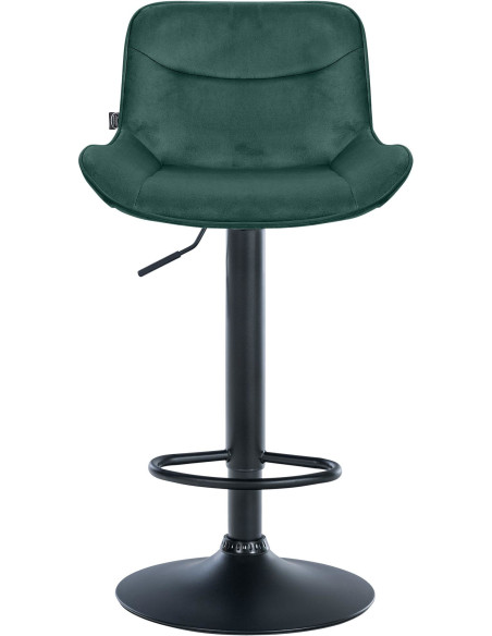 Tabouret de bar design en Velours Vert Métal Noir Fylven - 2