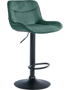 Tabouret de bar design en Velours Vert Métal Noir Fylven - 1