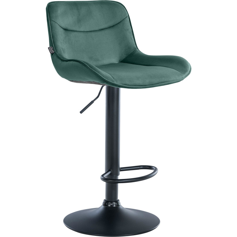 Tabouret de bar design en Velours Vert Métal Noir Fylven - 1