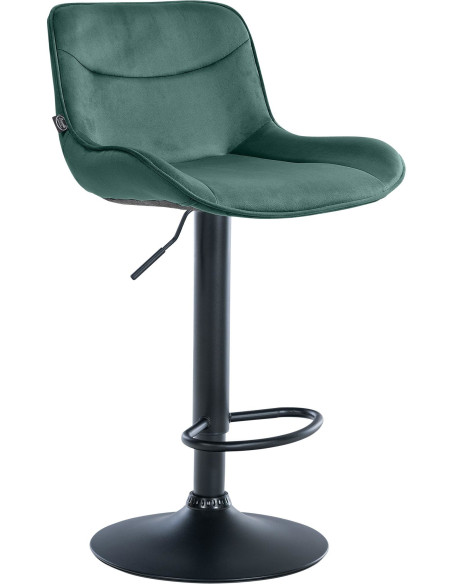 Tabouret de bar design en Velours Vert Métal Noir Fylven - 1
