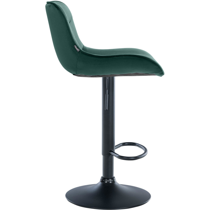 Tabouret de bar design en Velours Vert Métal Noir Fylven - 3