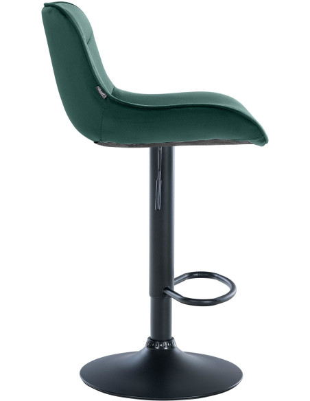 Tabouret de bar design en Velours Vert Métal Noir Fylven - 3