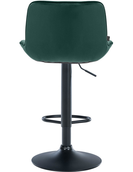 Tabouret de bar design en Velours Vert Métal Noir Fylven - 5