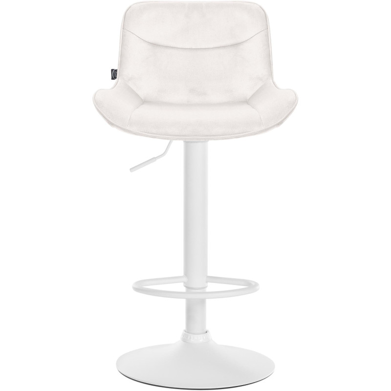 Tabouret de bar design en Velours Blanc crème Métal Blanc Fylven - 2