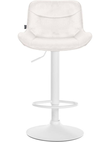 Tabouret de bar design en Velours Blanc crème Métal Blanc Fylven - 2