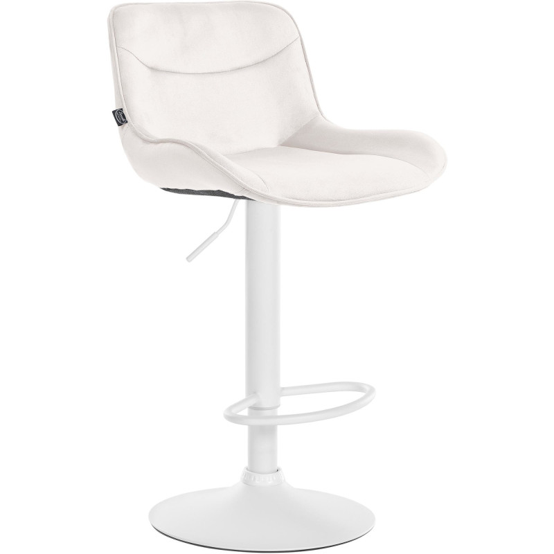 Tabouret de bar design en Velours Blanc crème Métal Blanc Fylven - 1