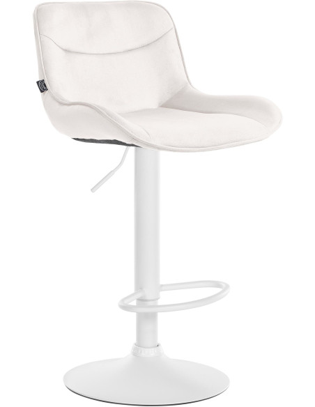 Tabouret de bar design en Velours Blanc crème Métal Blanc Fylven - 1