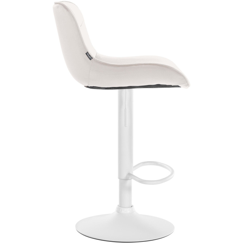 Tabouret de bar design en Velours Blanc crème Métal Blanc Fylven - 3