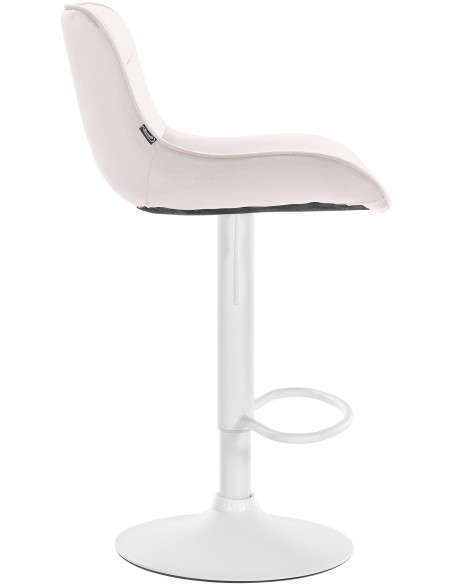 Tabouret de bar design en Velours Blanc crème Métal Blanc Fylven - 3