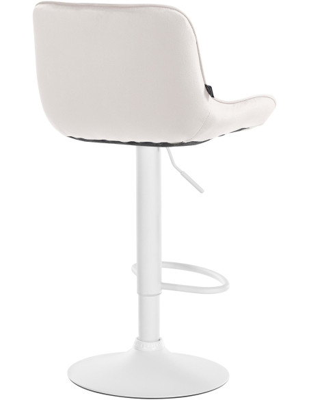 Tabouret de bar design en Velours Blanc crème Métal Blanc Fylven - 4
