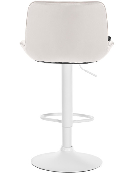 Tabouret de bar design en Velours Blanc crème Métal Blanc Fylven - 5