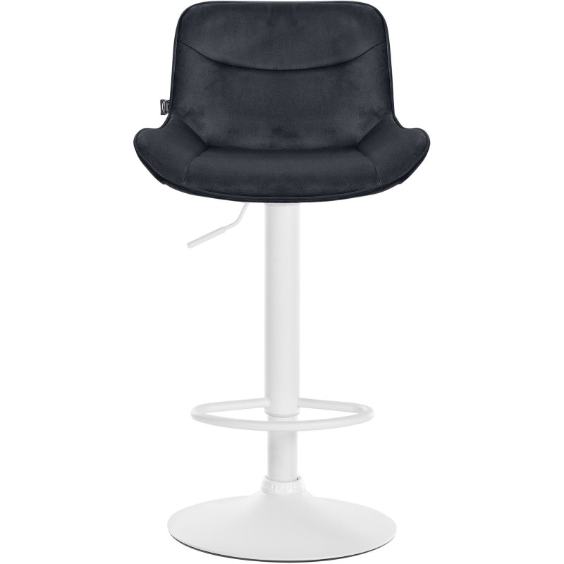 Tabouret de bar design en Velours Noir Métal Blanc Fylven - 2