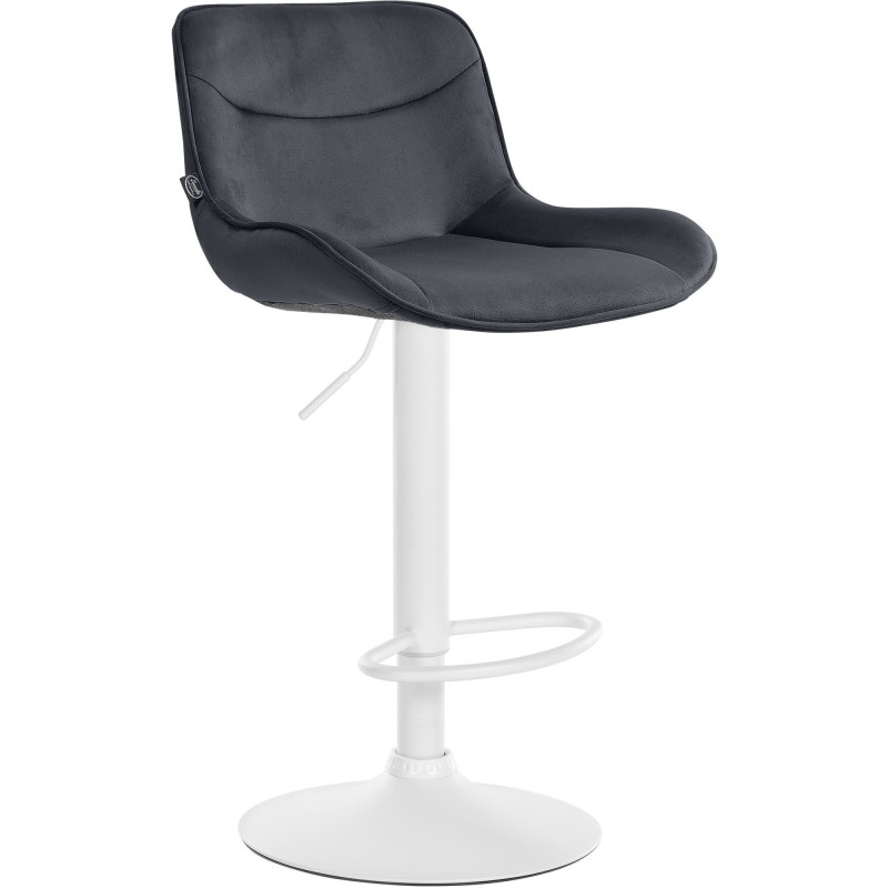 Tabouret de bar design en Velours Noir Métal Blanc Fylven - 1