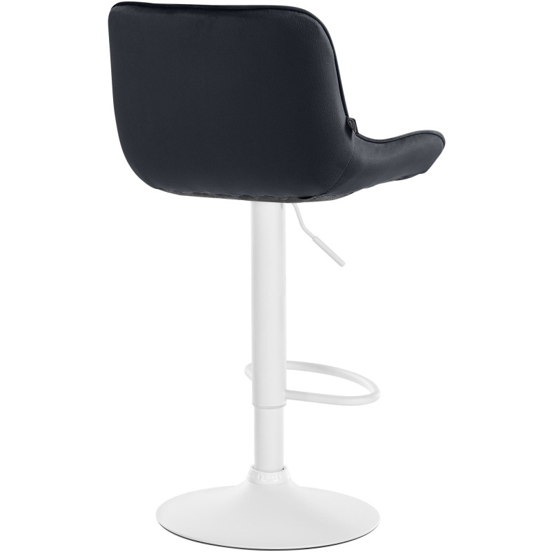 Tabouret de bar design en Velours Noir Métal Blanc Fylven - 4