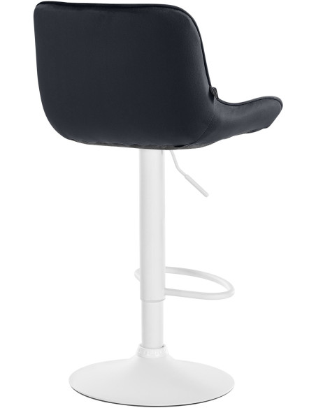Tabouret de bar design en Velours Noir Métal Blanc Fylven - 4