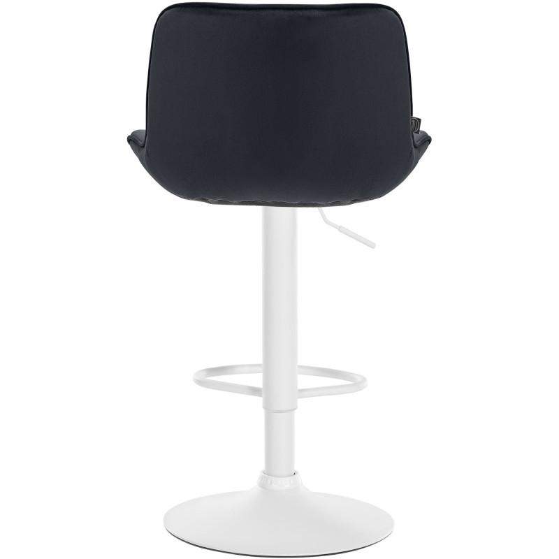 Tabouret de bar design en Velours Noir Métal Blanc Fylven - 5