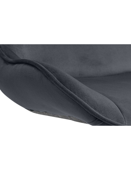 Tabouret de bar design en Velours Noir Métal Blanc Fylven - 6