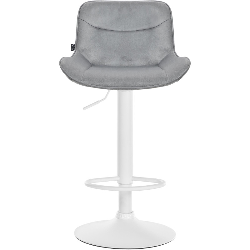 Tabouret de bar design en Velours Gris Métal Blanc Fylven - 2