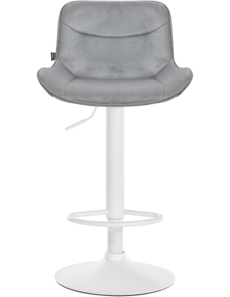 Tabouret de bar design en Velours Gris Métal Blanc Fylven - 2