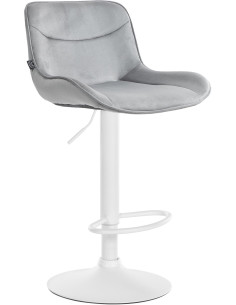 Tabouret de bar design en Velours Gris Métal Blanc Fylven - 1