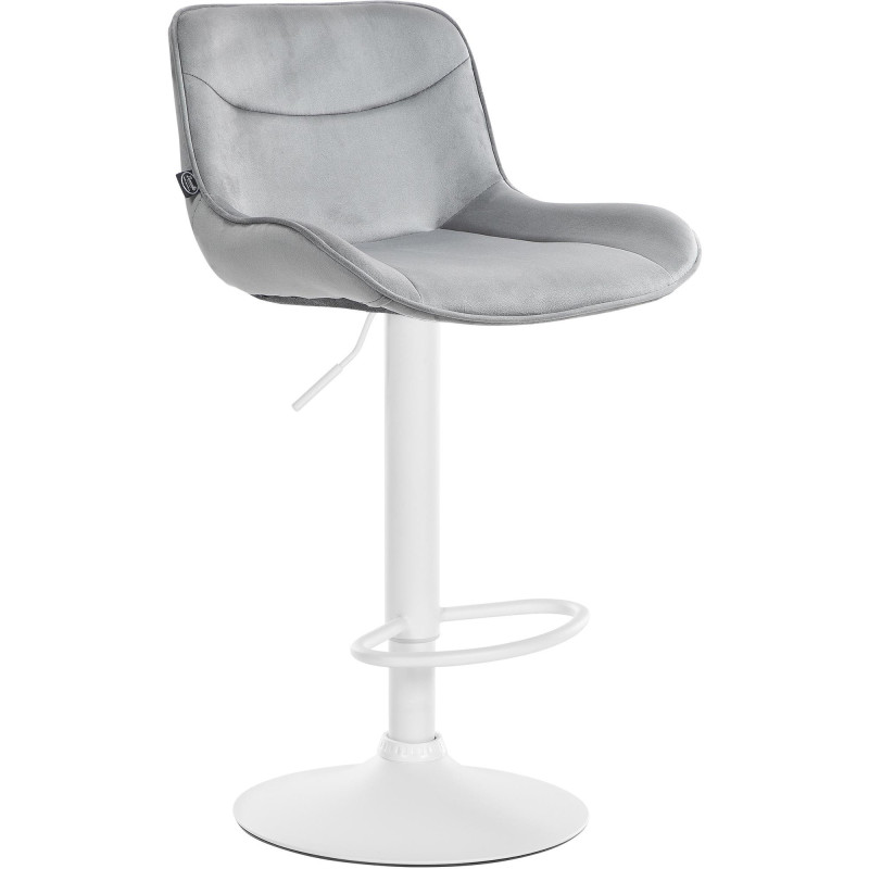 Tabouret de bar design en Velours Gris Métal Blanc Fylven - 1