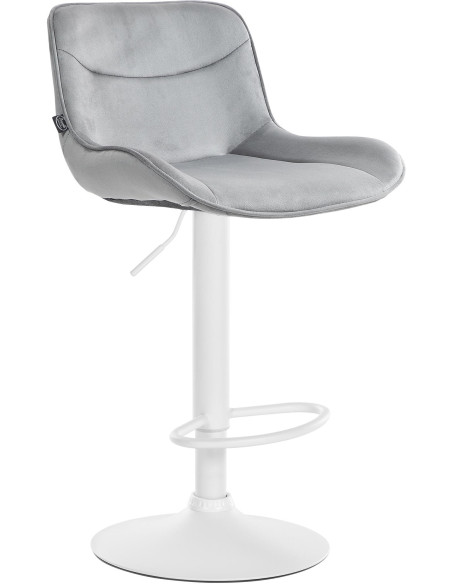 Tabouret de bar design en Velours Gris Métal Blanc Fylven - 1